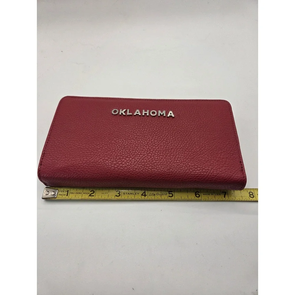 Sandol Oklahoma Sooners Crimson Red Pebbled Faux Leather Bifold Wallet NCAA